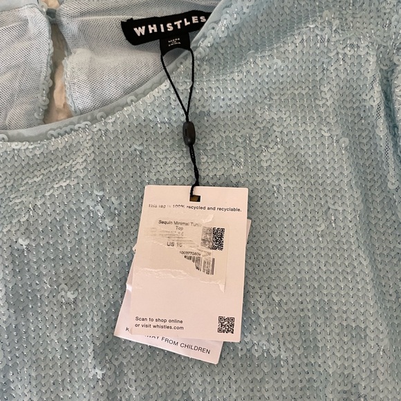 Whistles Light Blue Sequin Women's Top - Picture 8 of 14